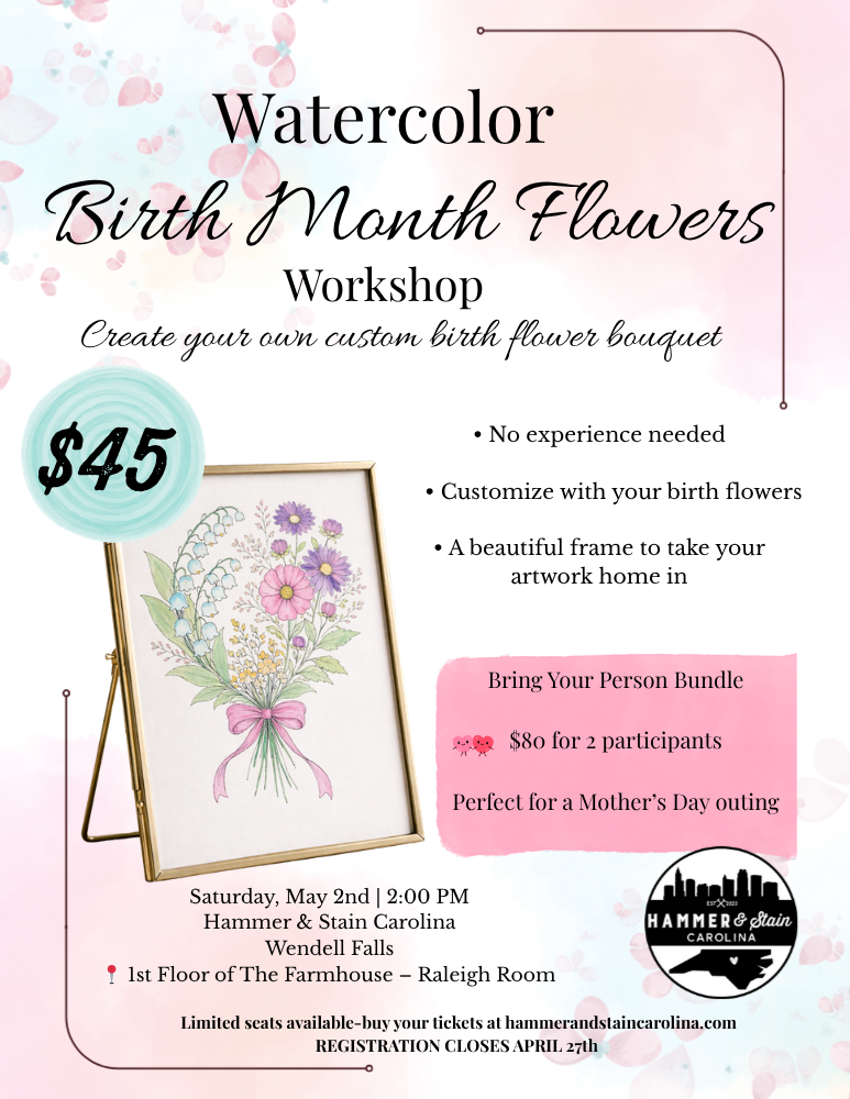 05/02/26 Watercolor Birth Month flowers workshop @ Wendell Falls Community
