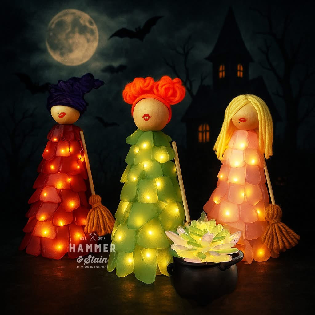 10/21/25 DIY Sanderson Sister Trio Sea Glass Trees at Norse Brewing Longhouse in Zebulon,NC