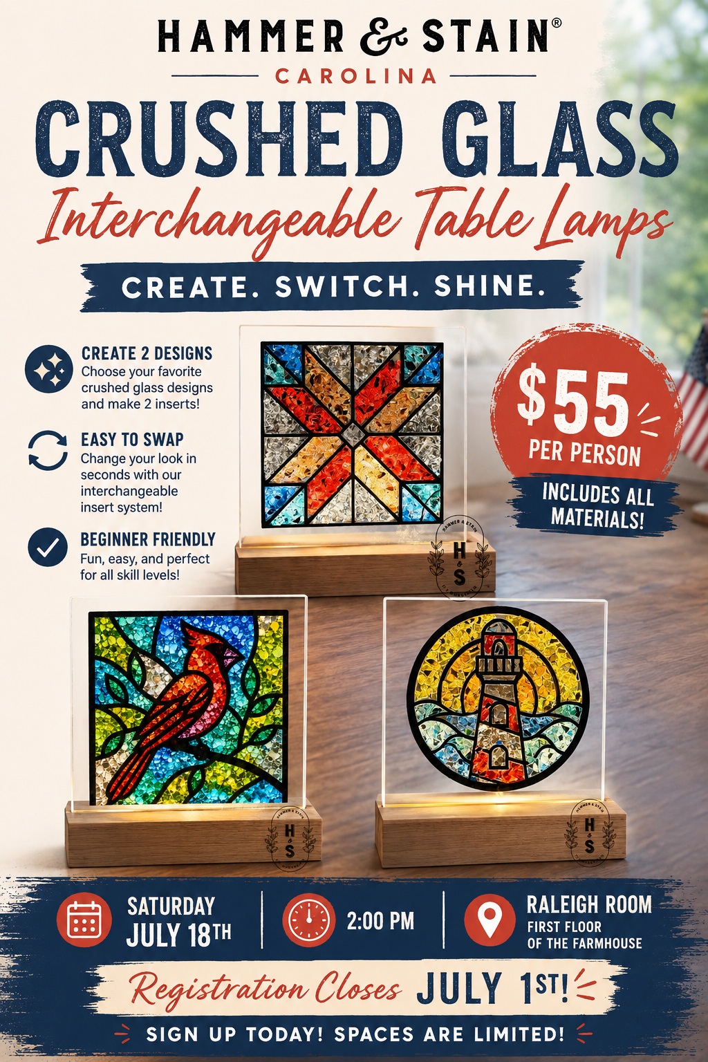 07/18/26 Crushed Glass Interchangeable Table Lamps Workshop @ Wendell Falls Community